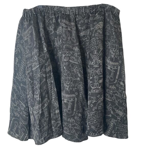 Y2K Diesel Skirt Womens Large Skater Skirt Black White Novelty Print - Picture 10 of 10